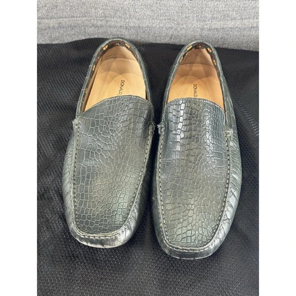 Donald J Pliner Vanda Snake Animal Print Slip On Driving Loafers Green 11.5 Mens